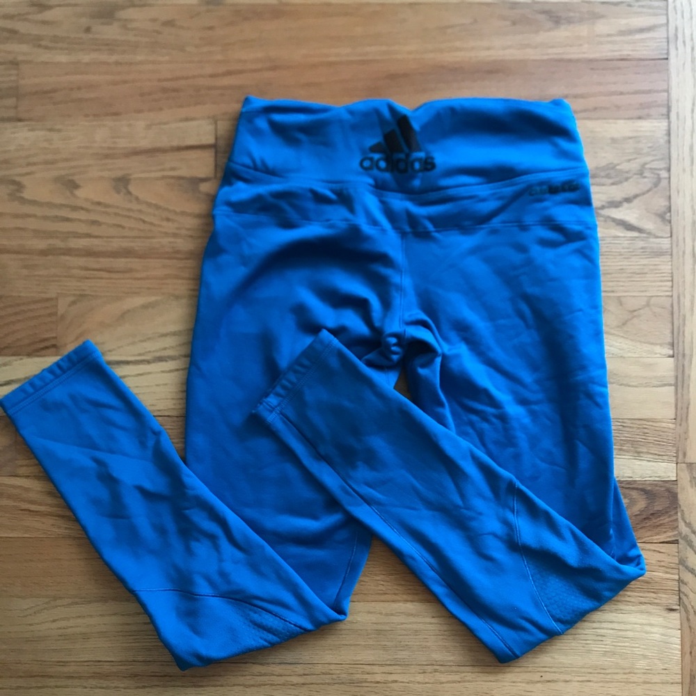 Neon Blue Adidas Running Pants Climaheat